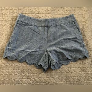 Chambray scalloped edge shorts